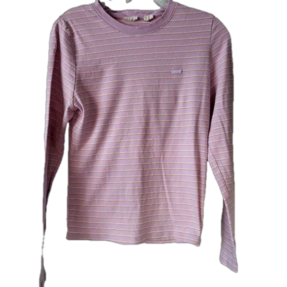 Levi's Ladies Pink Striped Knit Top, sz L (more like a Medium!)